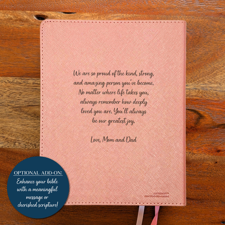 Personalized NIV Beautiful Word Bible – Pink | Simple Flower Cross