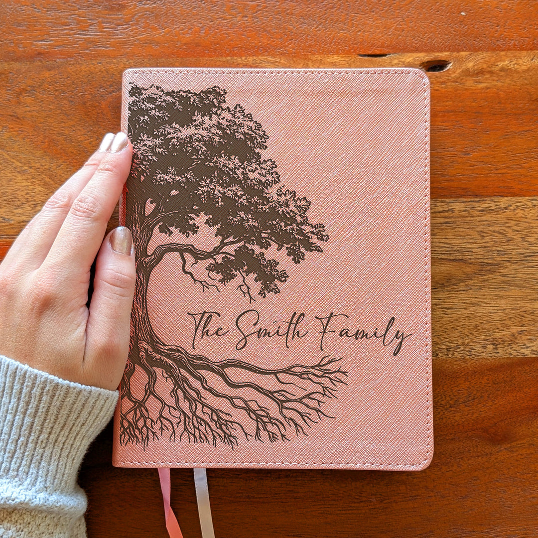 Personalized NIV Beautiful Word Bible – Pink | Oak Family Tree Side