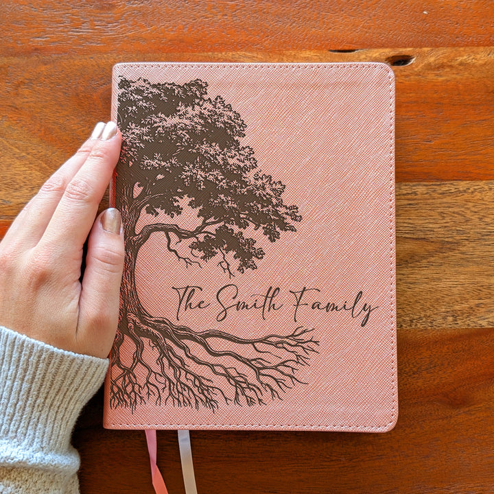 Personalized NIV Beautiful Word Bible – Pink | Oak Family Tree Side