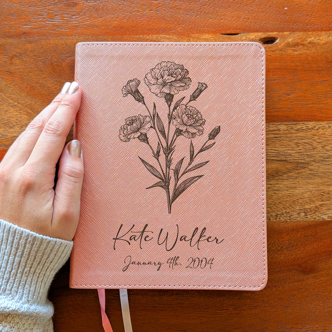 Personalized NIV Beautiful Word Bible – Pink | January Birth Flower