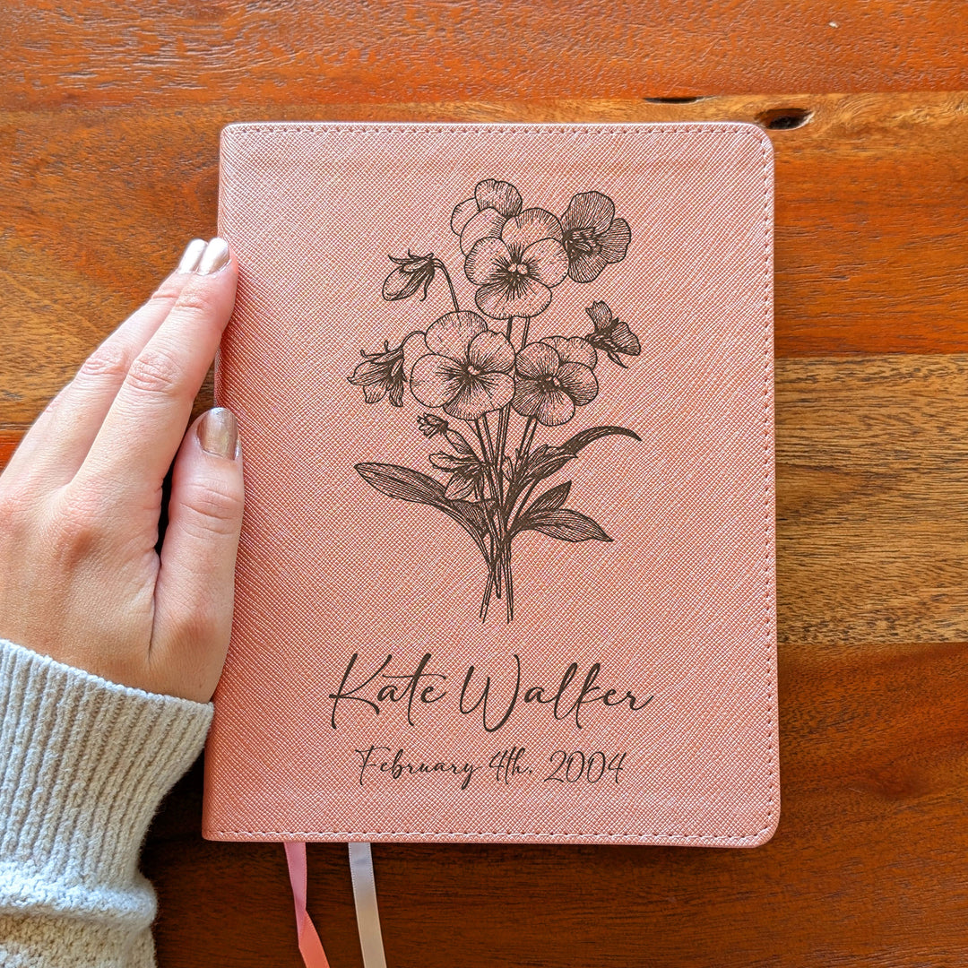 Personalized NIV Beautiful Word Bible – Pink | February Birth Flower