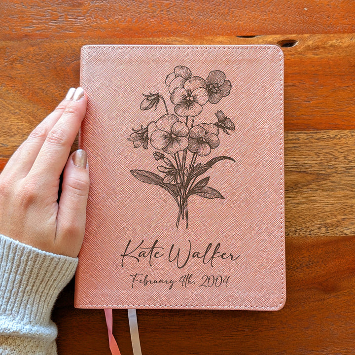 Personalized NIV Beautiful Word Bible – Pink | February Birth Flower