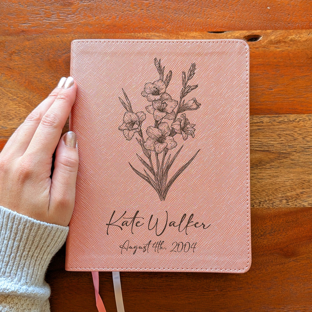 Personalized NIV Beautiful Word Bible – Pink | August Birth Flower