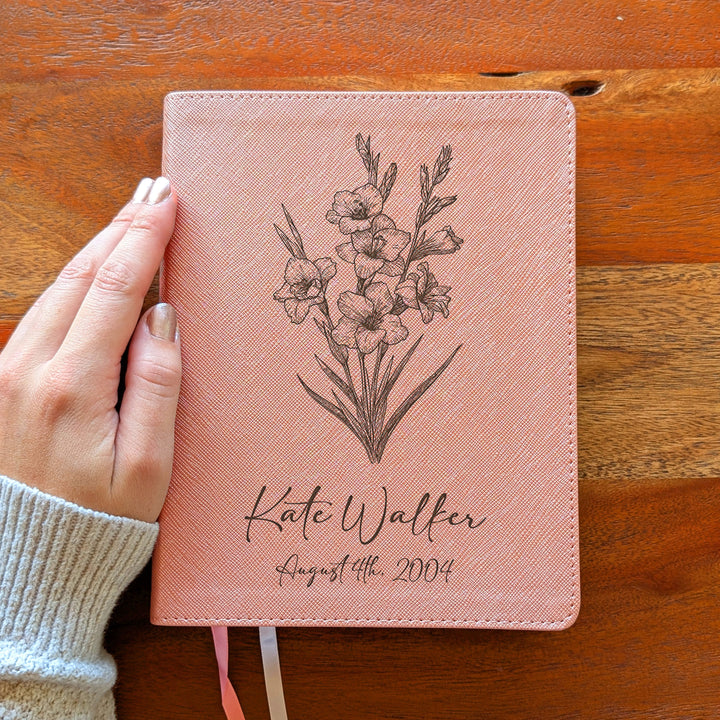 Personalized NIV Beautiful Word Bible – Pink | August Birth Flower