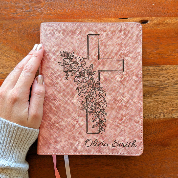 Personalized NIV Beautiful Word Bible – Pink | Peony Cross