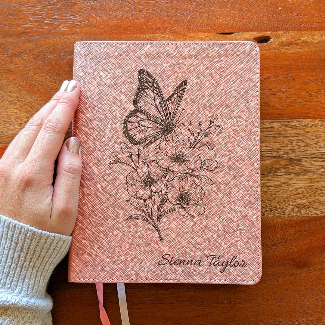 Personalized NIV Beautiful Word Bible – Pink | Butterfly Flowers