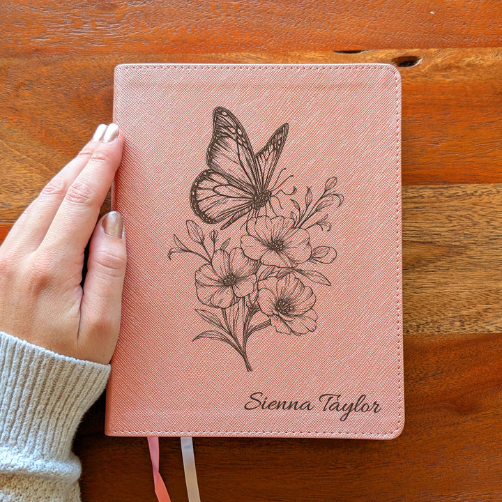 Personalized NIV Beautiful Word Bible – Pink | Butterfly Flowers
