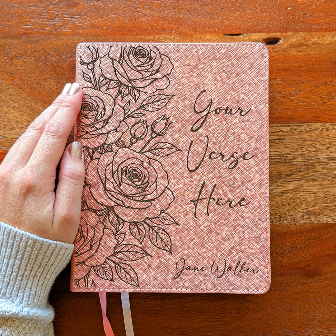 Personalized NIV Beautiful Word Bible – Pink | Rose Custom Verse