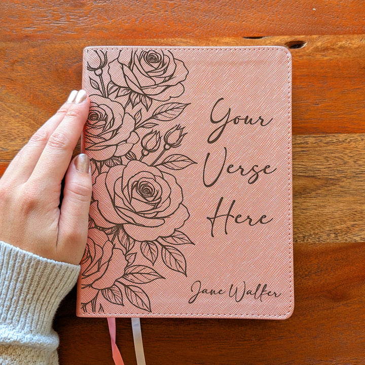 Personalized NIV Beautiful Word Bible – Pink | Rose Custom Verse