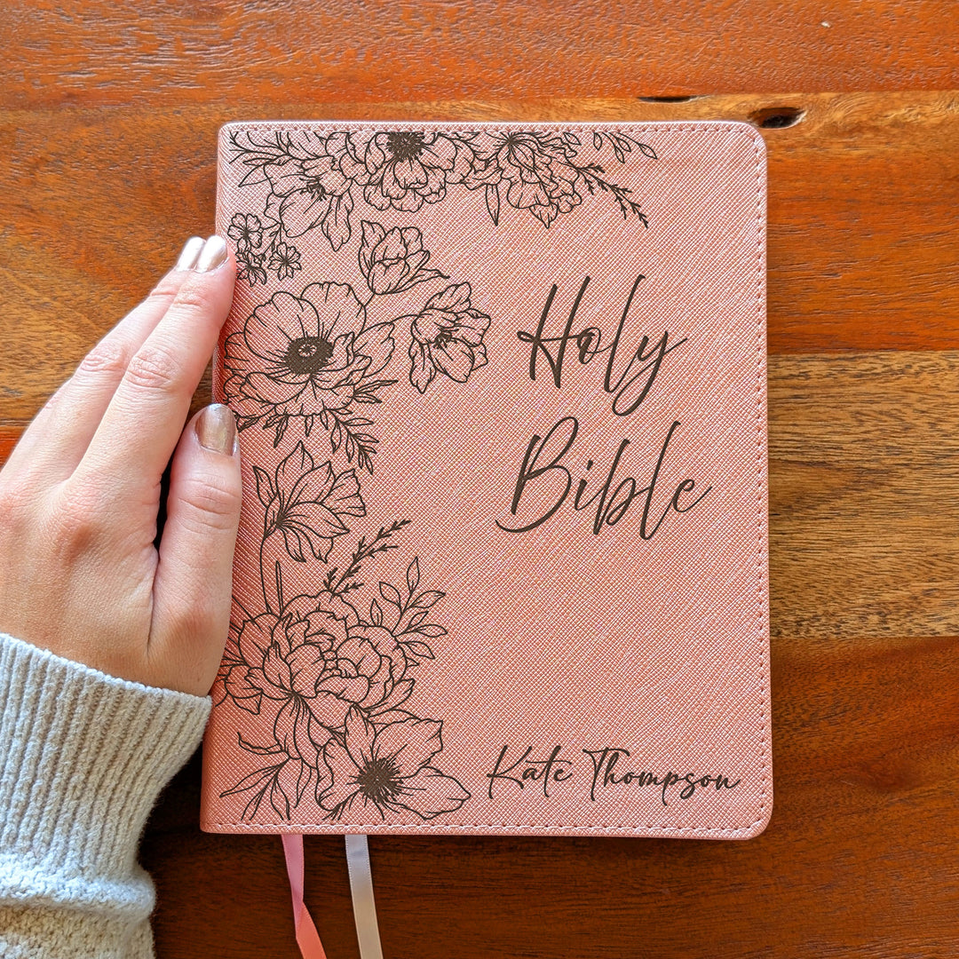 Personalized NIV Beautiful Word Bible – Pink | Peony Holy Bible