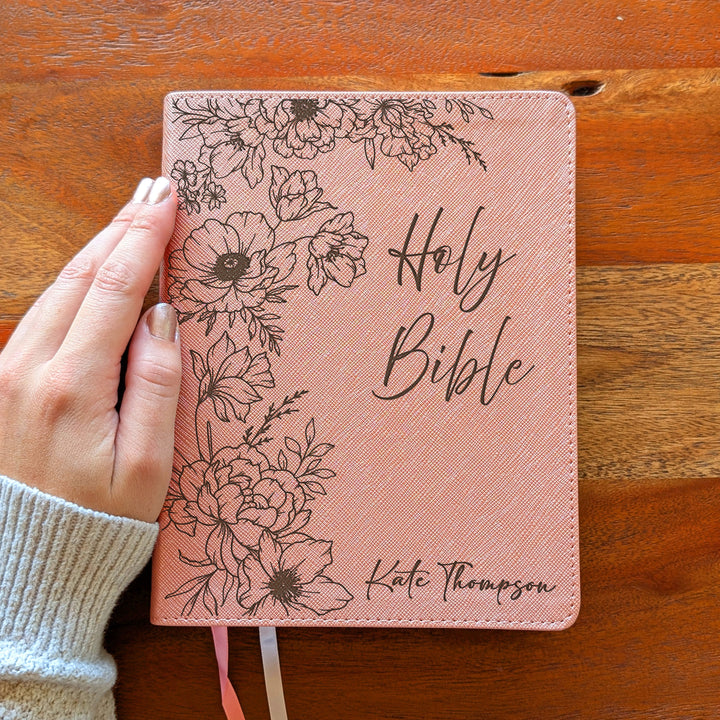 Personalized NIV Beautiful Word Bible – Pink | Peony Holy Bible