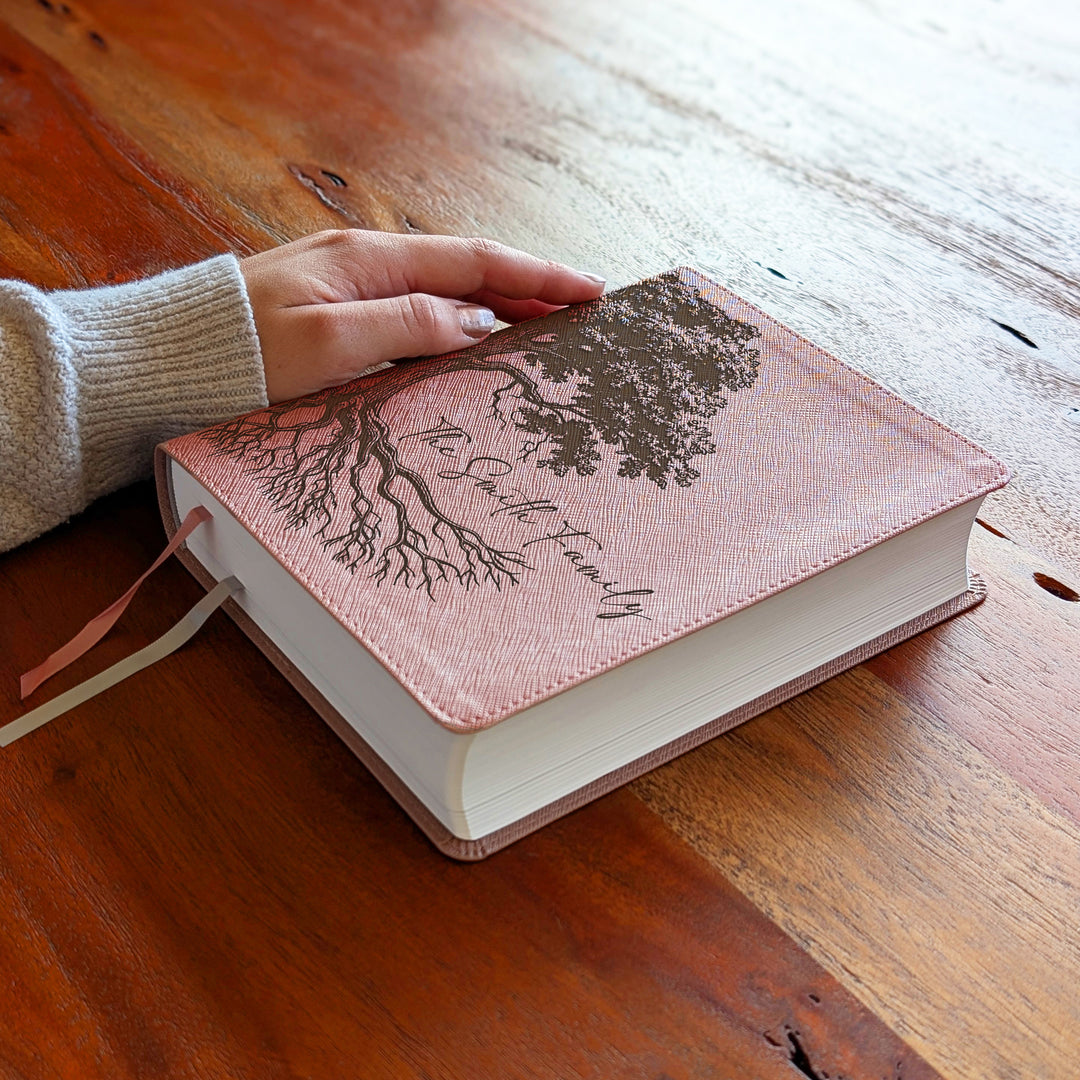Personalized NIV Beautiful Word Bible – Pink | Oak Family Tree Side