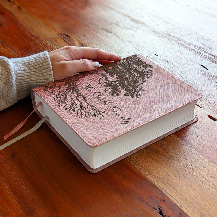 Personalized NIV Beautiful Word Bible – Pink | Oak Family Tree Side