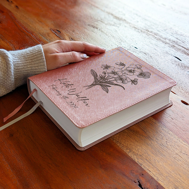 Personalized NIV Beautiful Word Bible – Pink | February Birth Flower