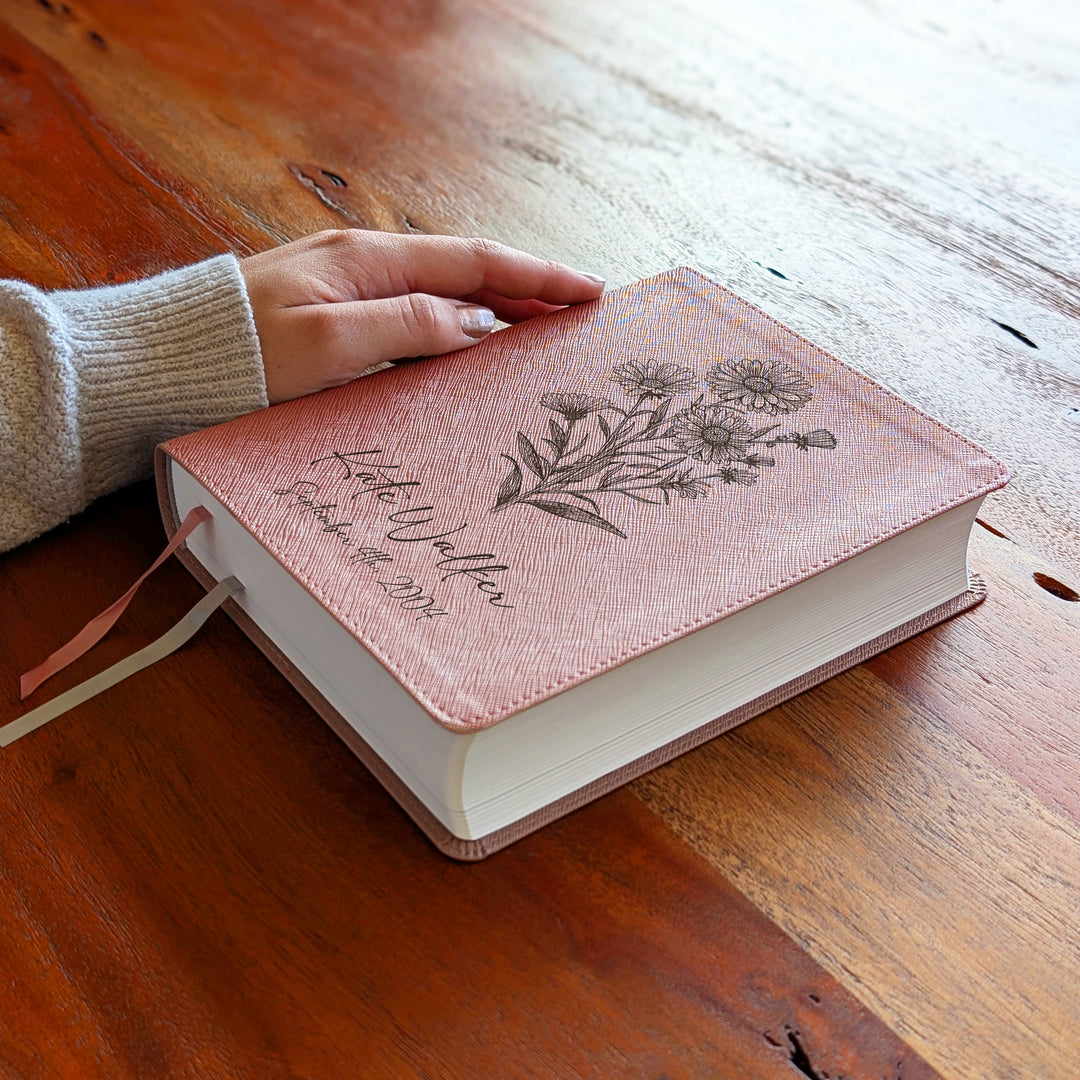 Personalized NIV Beautiful Word Bible – Pink | September Birth Flower