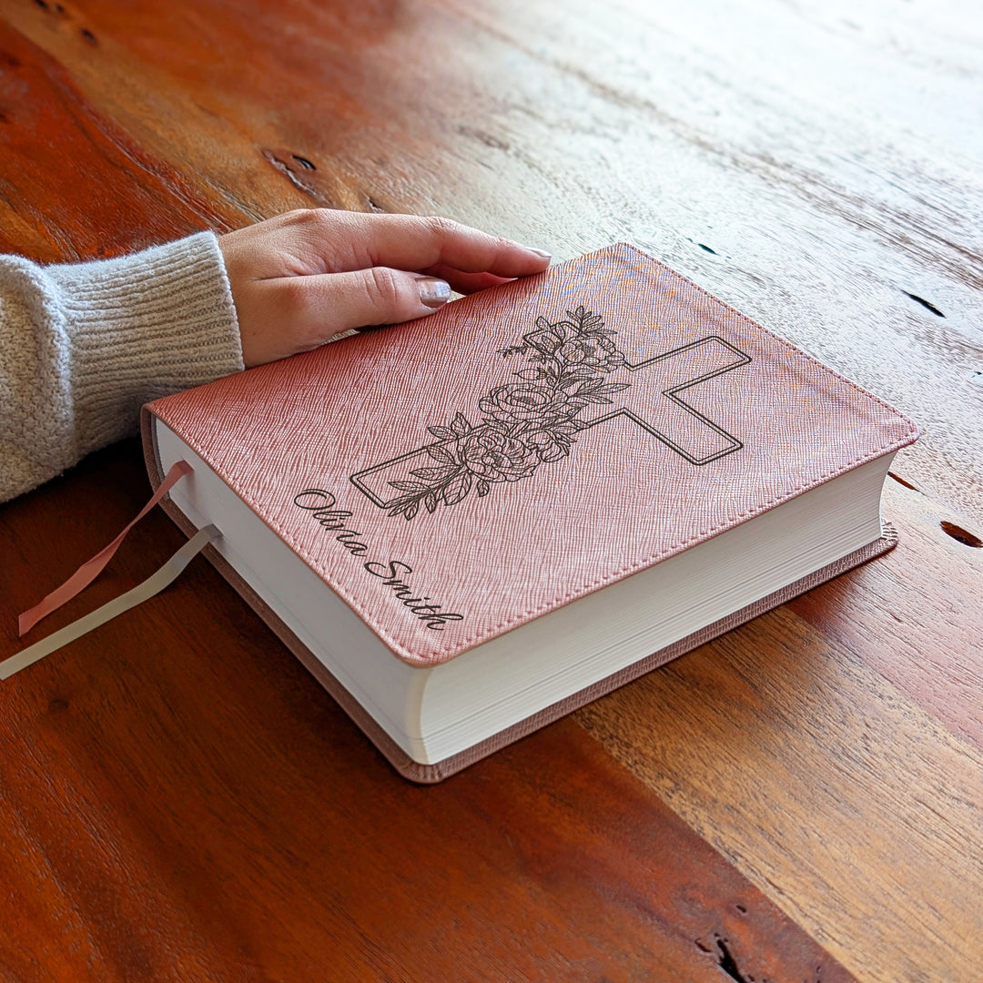 Personalized NIV Beautiful Word Bible – Pink | Peony Cross