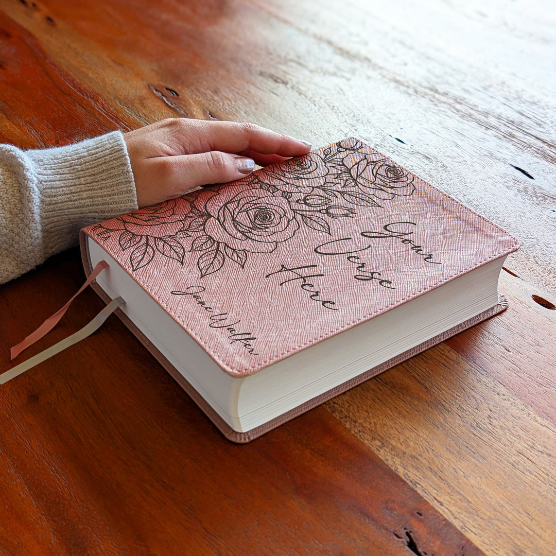 Personalized NIV Beautiful Word Bible – Pink | Rose Custom Verse