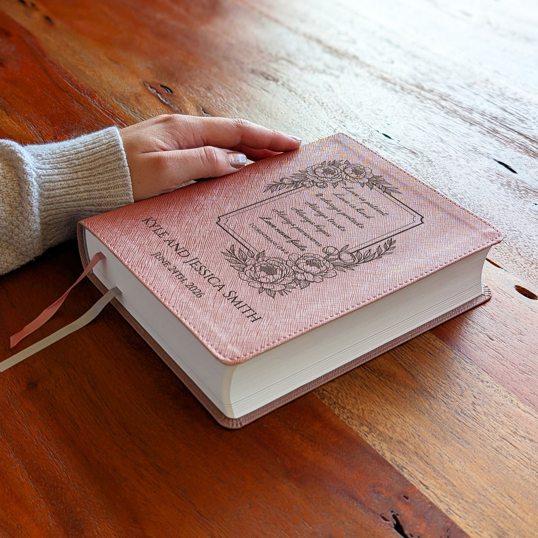 Personalized NIV Beautiful Word Bible – Pink | Floral Love is Patient