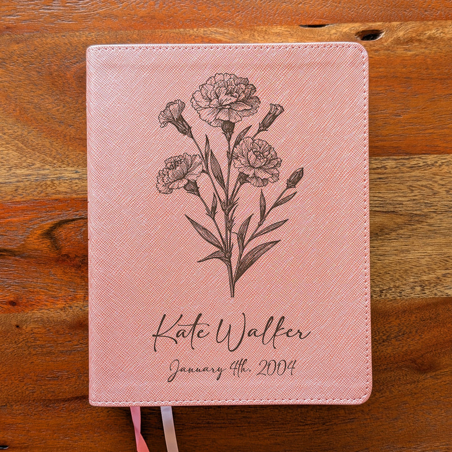 Personalized NIV Beautiful Word Bible – Pink | January Birth Flower.
