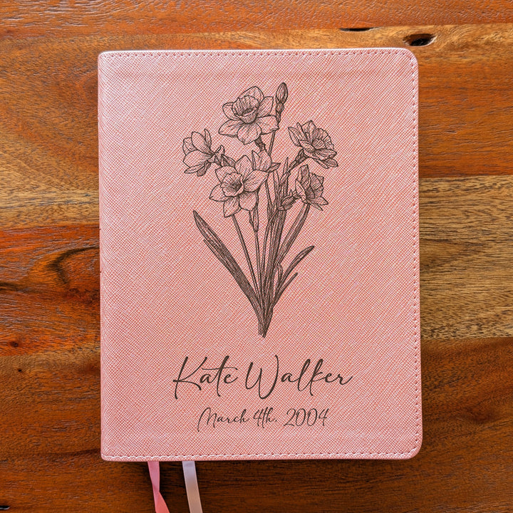 Personalized NIV Beautiful Word Bible – Pink | March Birth Flower