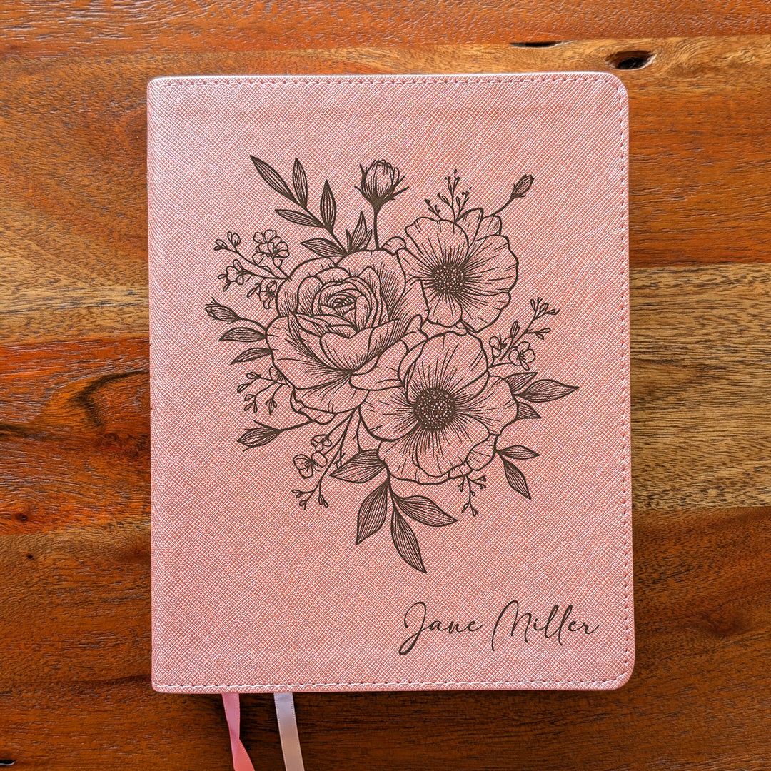 Personalized NIV Beautiful Word Bible – Pink | Rose Poppy Flower Bunch