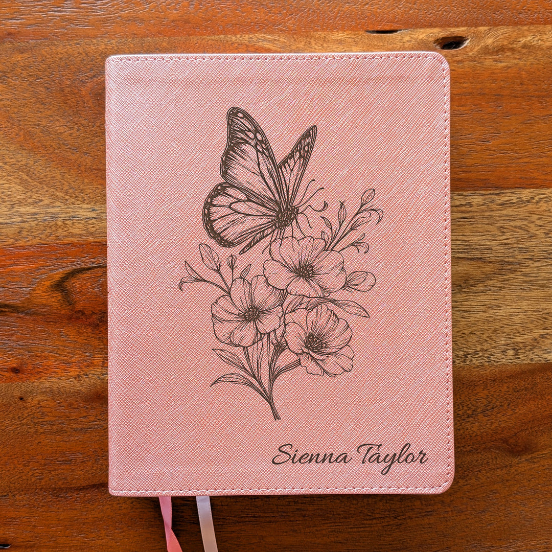 Personalized NIV Beautiful Word Bible – Pink | Butterfly Flowers