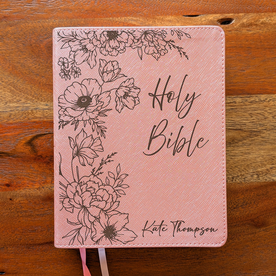 Personalized NIV Beautiful Word Bible – Pink | Peony Holy Bible