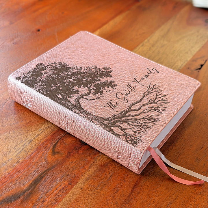 Personalized NIV Beautiful Word Bible – Pink | Oak Family Tree Side