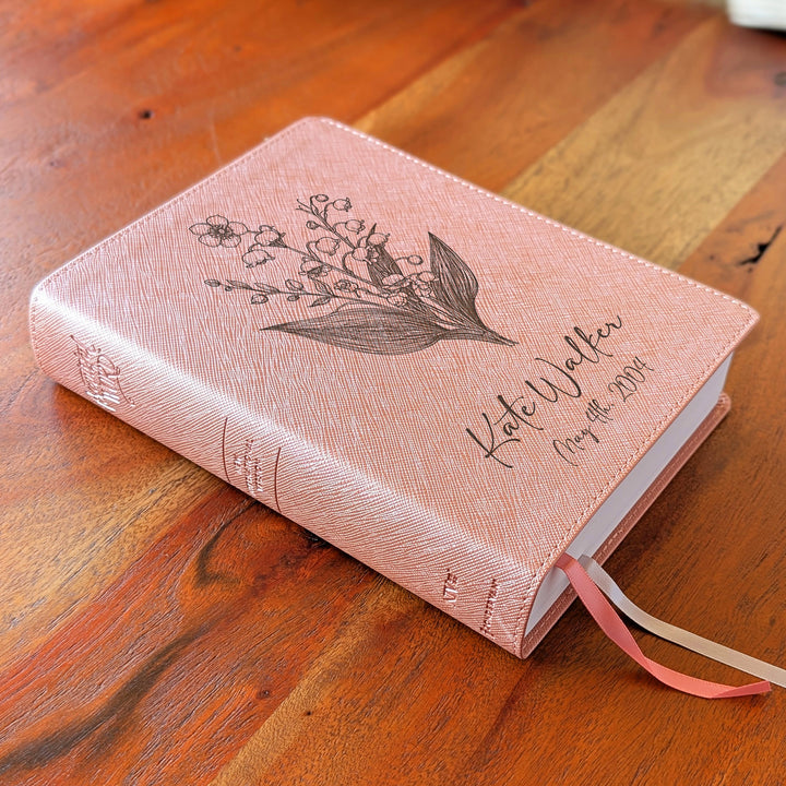 Personalized NIV Beautiful Word Bible – Pink | May Birth Flower