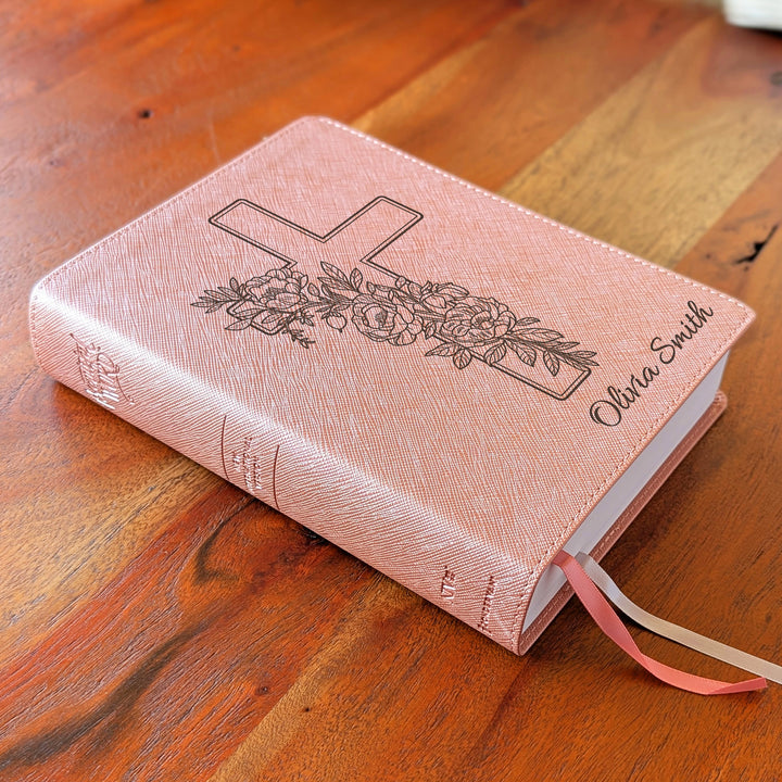 Personalized NIV Beautiful Word Bible – Pink | Peony Cross