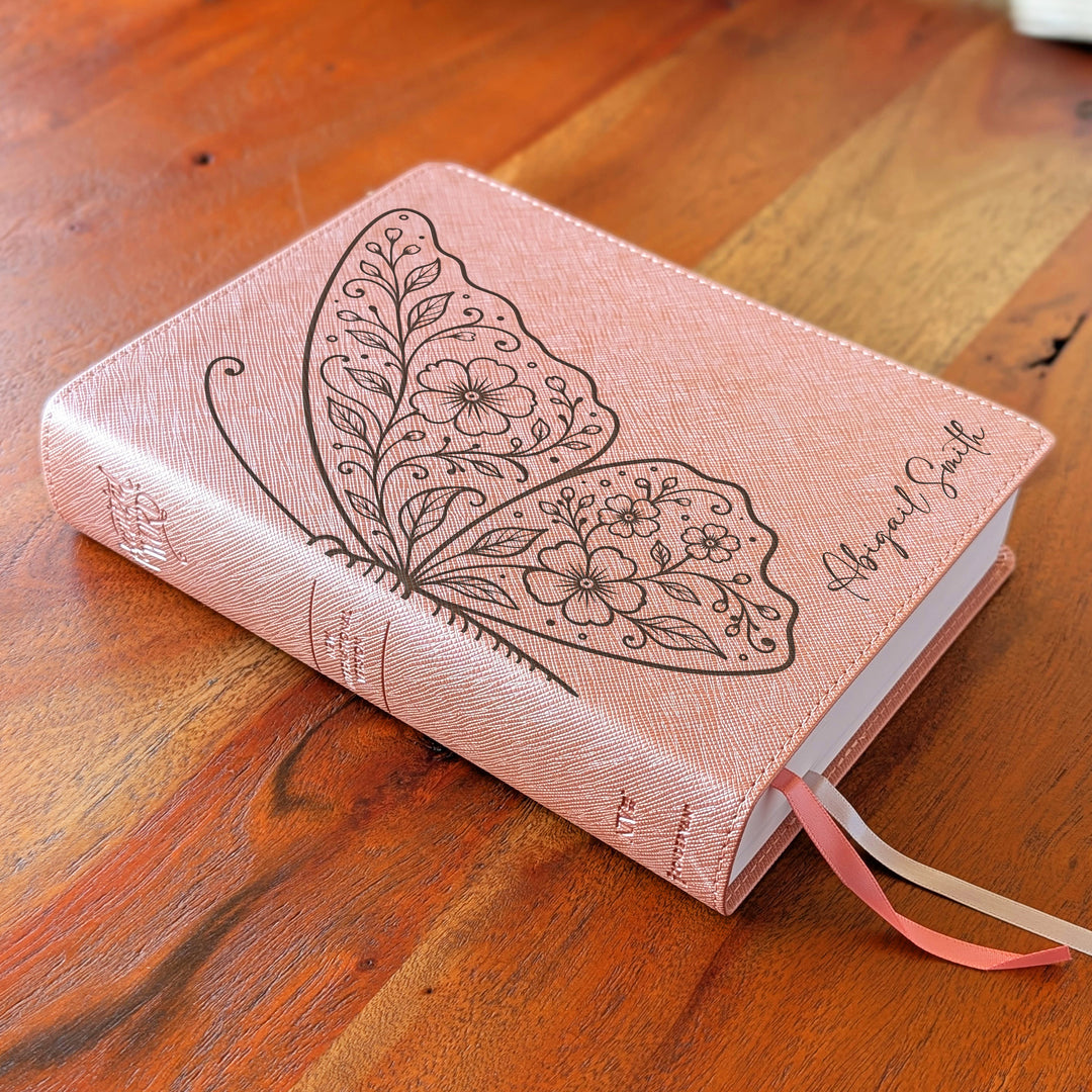Personalized NIV Beautiful Word Bible – Pink | Floral Butterfly