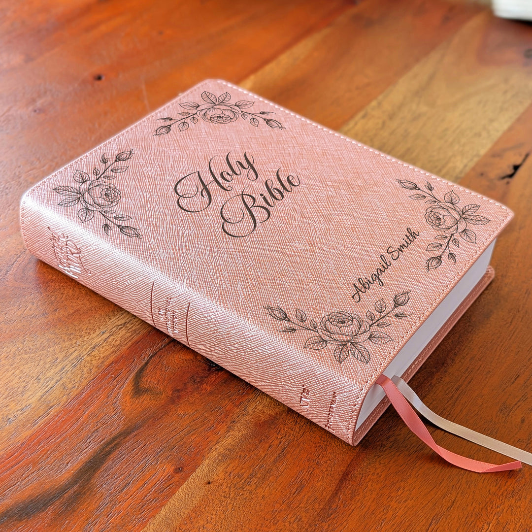 Personalized NIV Beautiful Word Bible – Pink | Rose Corners