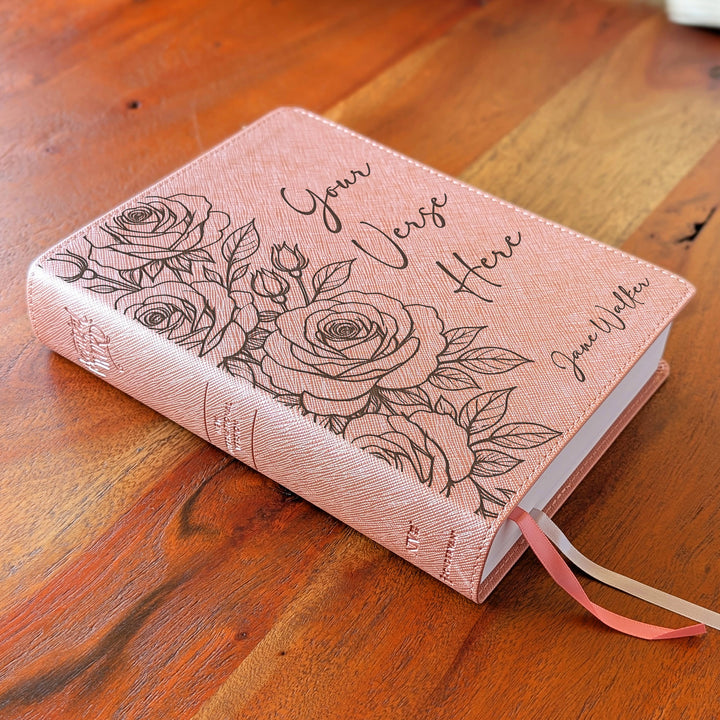 Personalized NIV Beautiful Word Bible – Pink | Rose Custom Verse