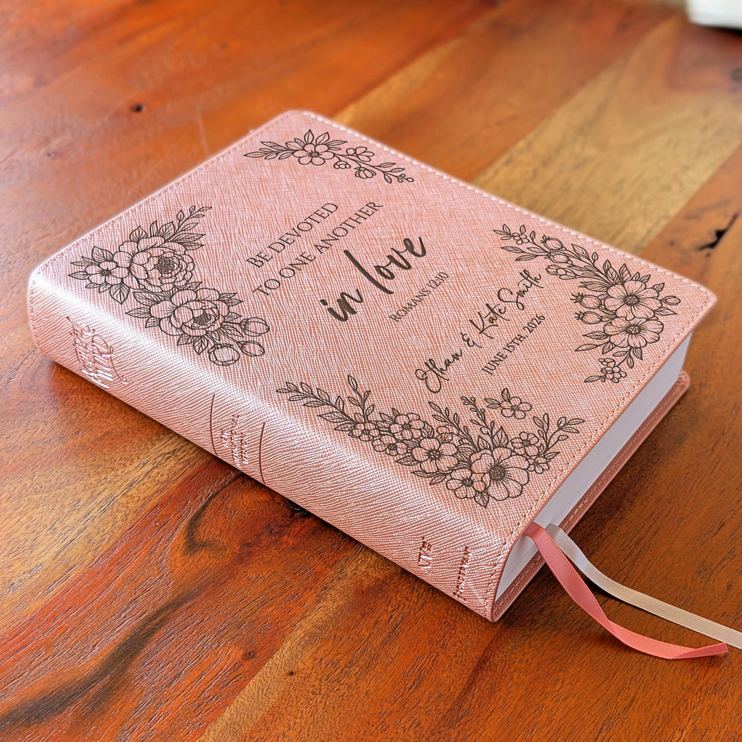 Personalized NIV Beautiful Word Bible – Pink | Floral Devoted in Love