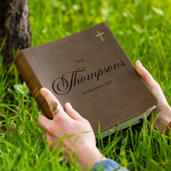 Personalized NIV Journal the Word Bible – Double Column Brown | Family Name Center