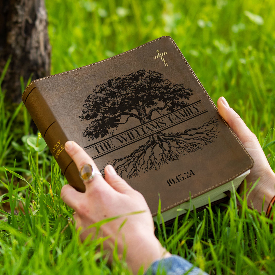 Personalized NIV Journal the Word Bible – Double Column Brown | Oak Family Tree Center