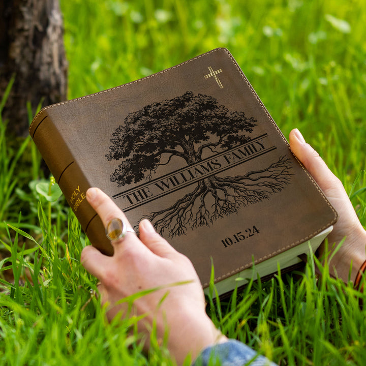 Personalized NIV Journal the Word Bible – Double Column Brown | Oak Family Tree Center