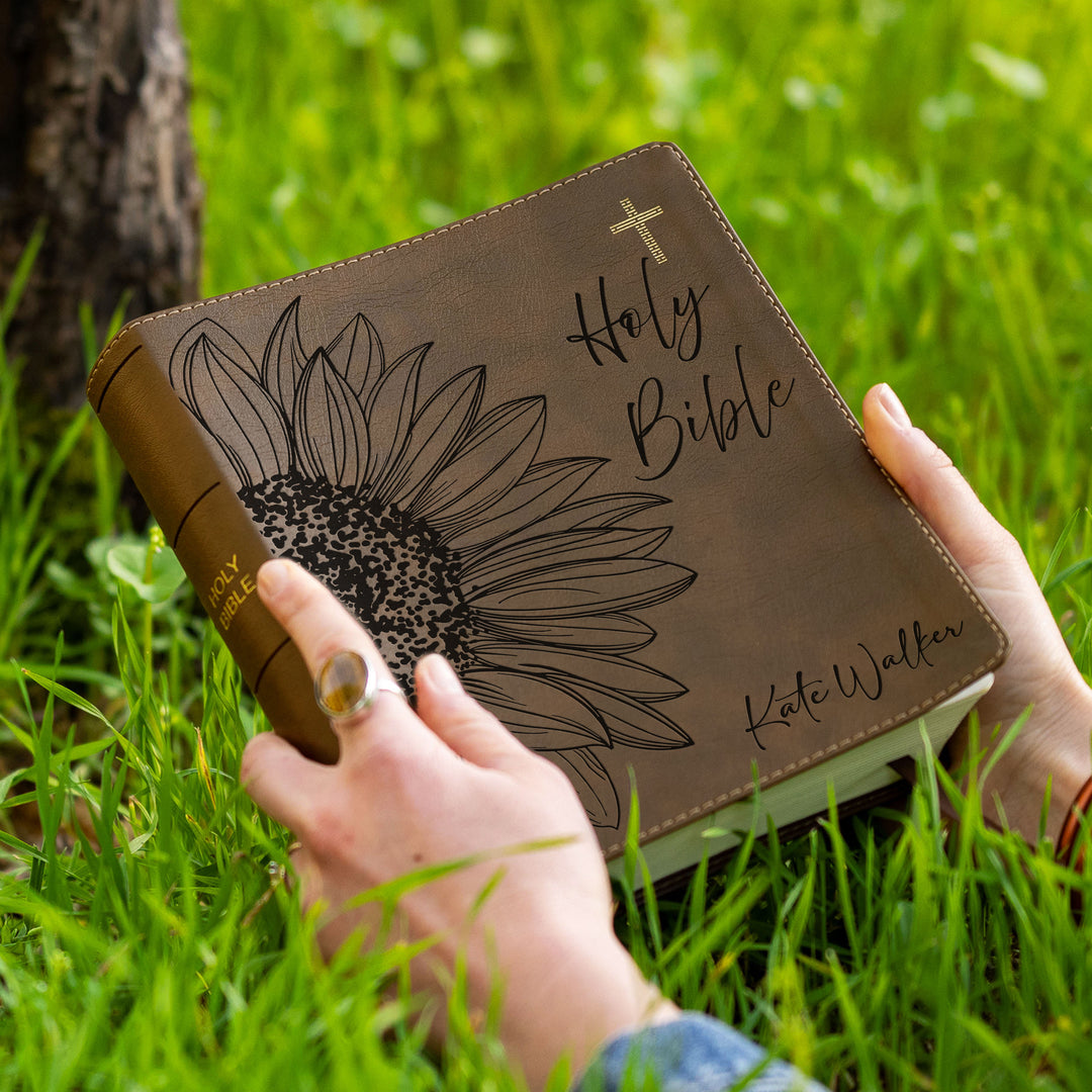 Personalized NIV Journal the Word Bible – Double Column Brown | Sunflower Holy Bible
