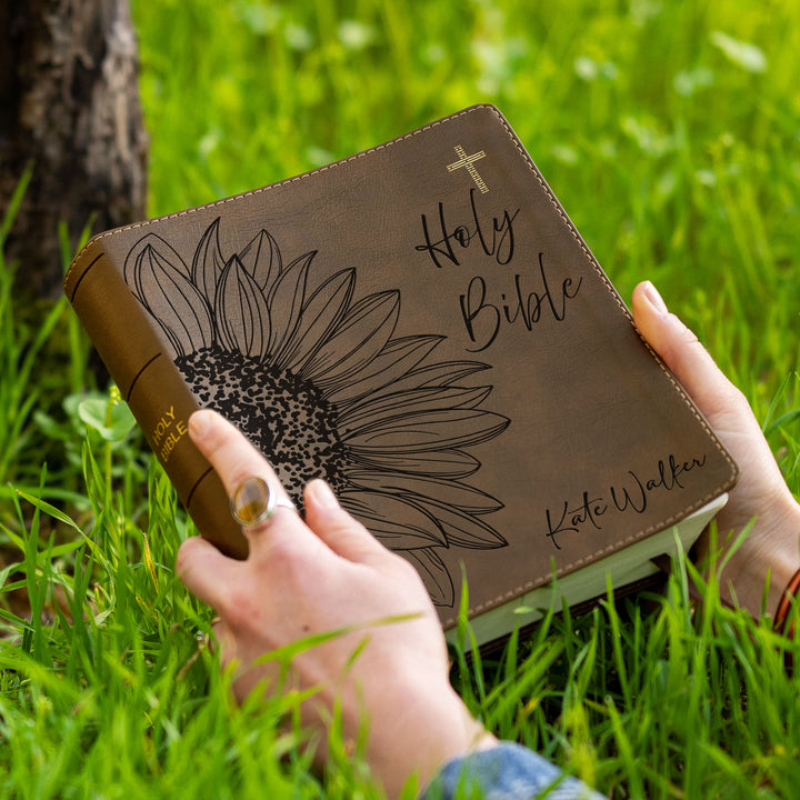 Personalized NIV Journal the Word Bible – Double Column Brown | Sunflower Holy Bible