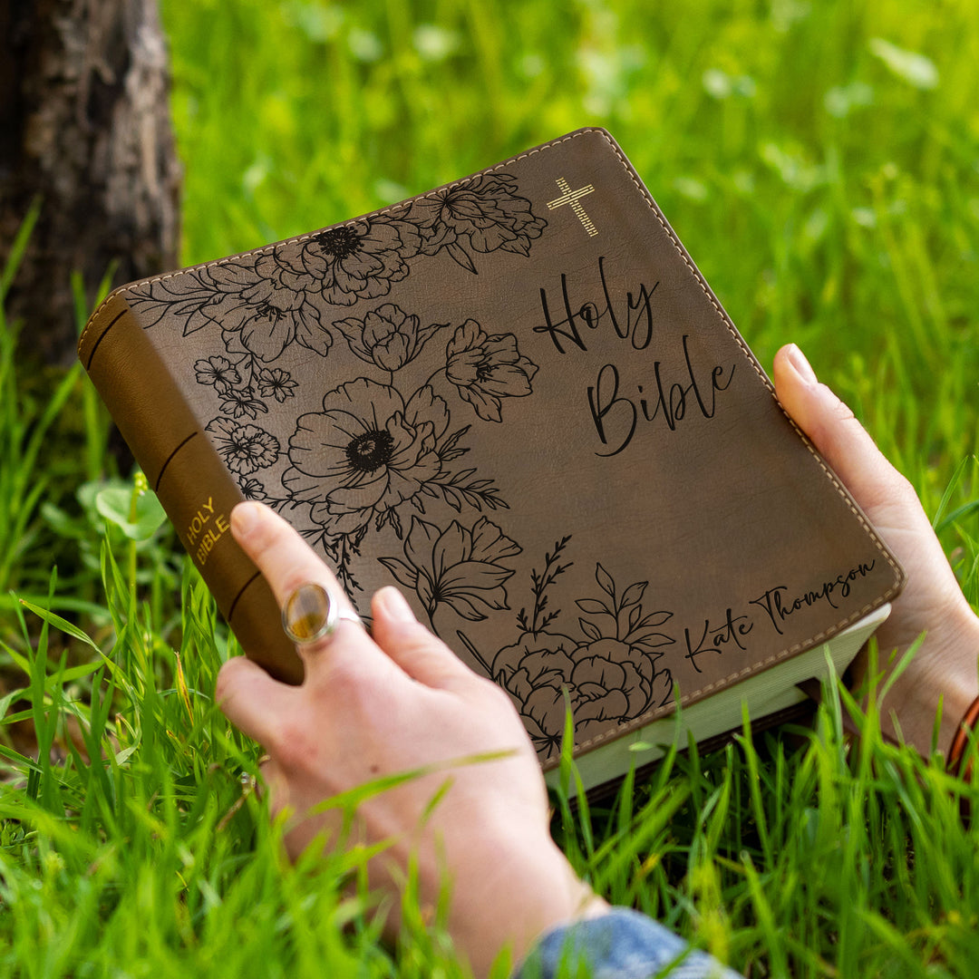 Personalized NIV Journal the Word Bible – Double Column Brown | Peony Holy Bible