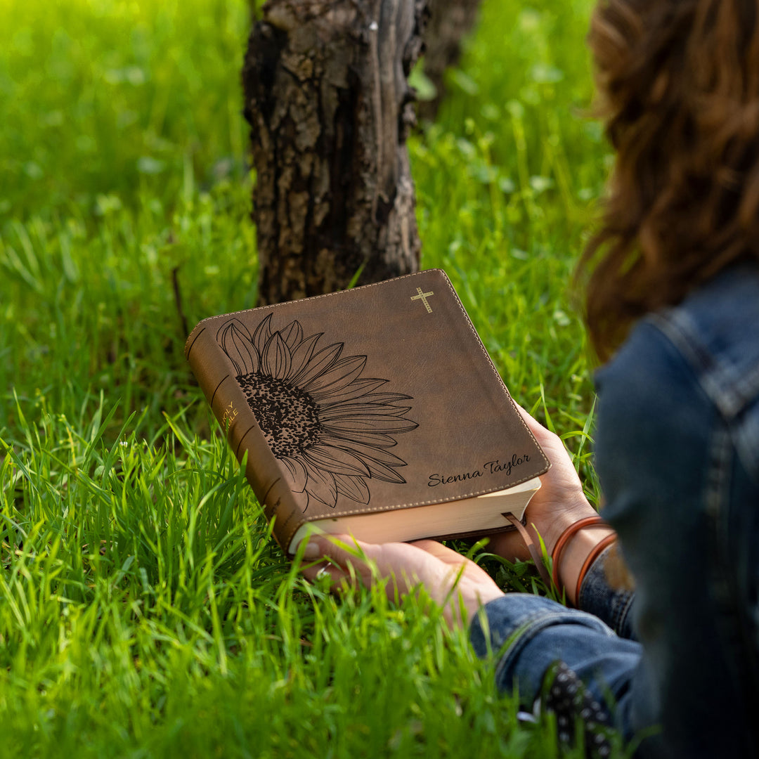 Personalized NIV Journal the Word Bible – Double Column Brown | Sunflower Large