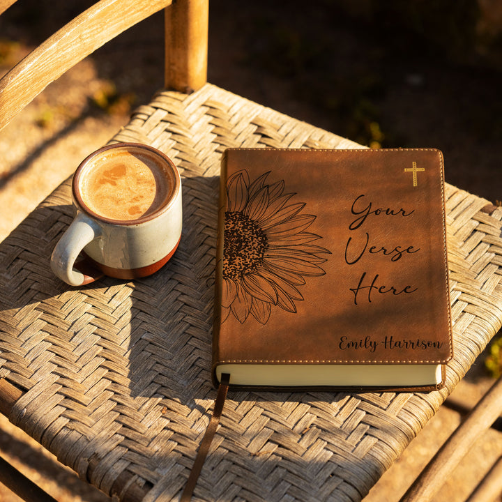 Personalized NIV Journal the Word Bible – Double Column Brown | Sunflower Custom Verse