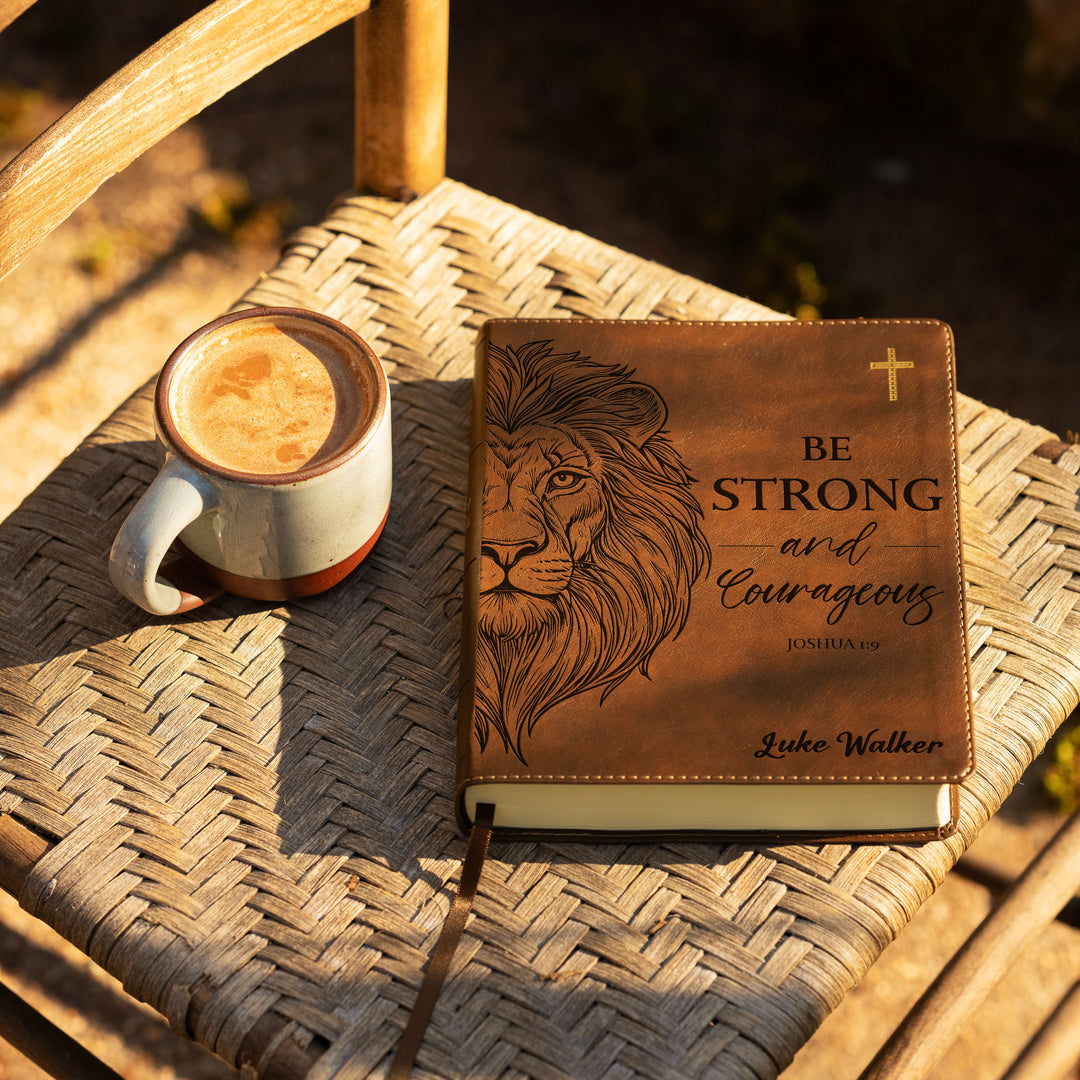 Personalized NIV Journal the Word Bible – Double Column Brown | Lion Be Strong