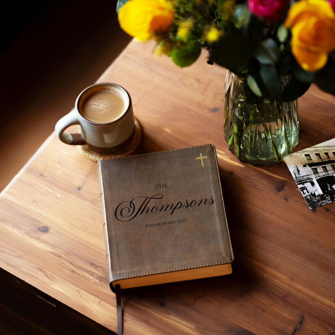 Personalized NIV Journal the Word Bible – Double Column Brown | Family Name Center