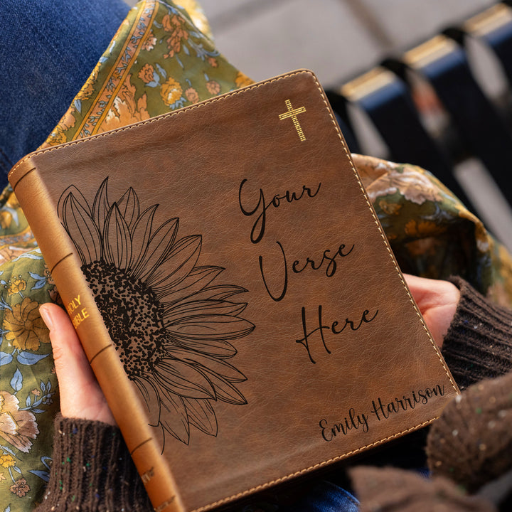 Personalized NIV Journal the Word Bible – Double Column Brown | Sunflower Custom Verse