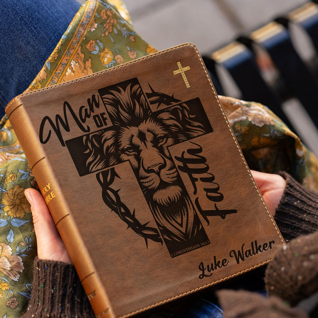 Personalized NIV Journal the Word Bible – Double Column Brown | Man of Faith