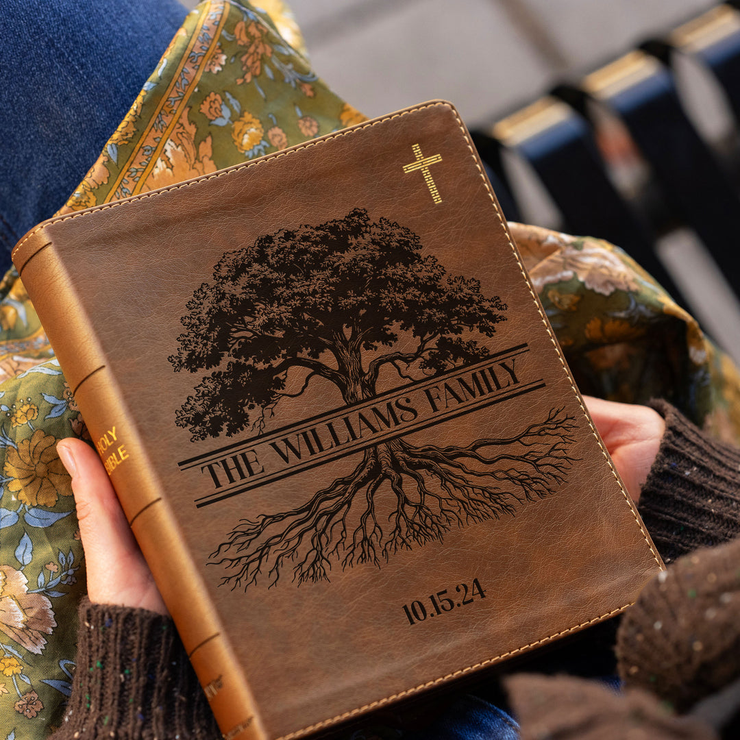 Personalized NIV Journal the Word Bible – Double Column Brown | Oak Family Tree Center