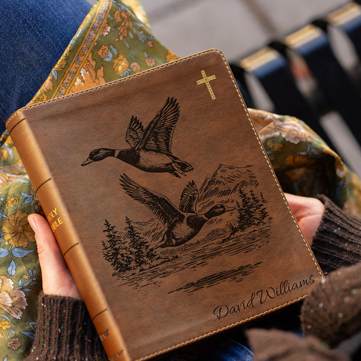 Personalized NIV Journal the Word Bible – Double Column Brown | Mallards In Flight