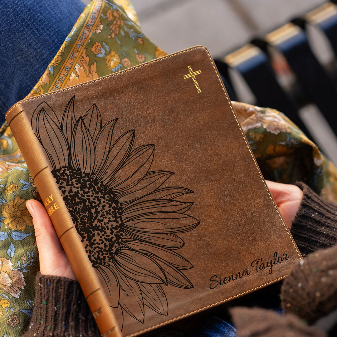 Personalized NIV Journal the Word Bible – Double Column Brown | Sunflower Large