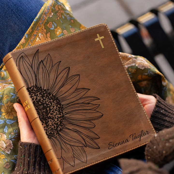 Personalized NIV Journal the Word Bible – Double Column Brown | Sunflower Large